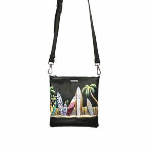 Mini Tokyo Cross-Body Bag, Painted Black Leather